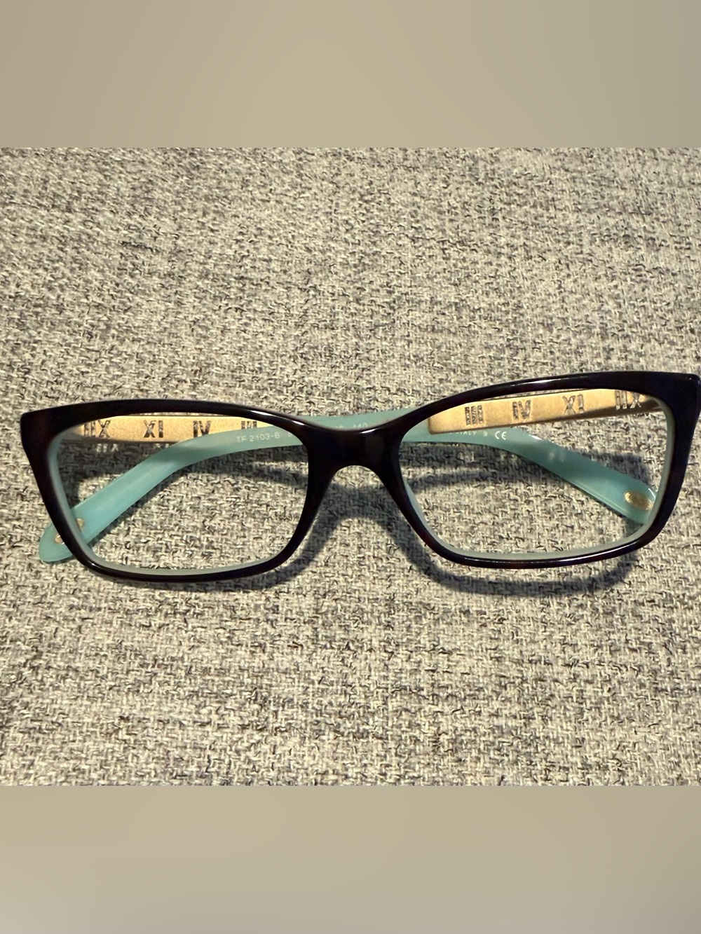 Tom Ford Women's Black Frames with Teal Temples Eyeglasses